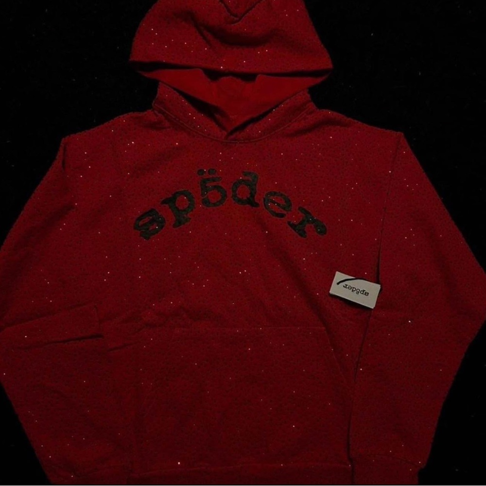 Stylish Red Rhinestone sp5der Jacket - Picture 3 of 5